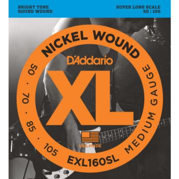 D&#039;Addario EXL160SL Nickel Wound Medium Gauge Super Long Electric Bass Strings