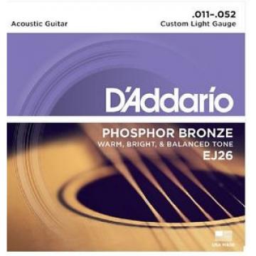 3 sets D&#039;Addario EJ-26 Phosphor Bronze 11-52 Acoustic Guitar Strings 3D
