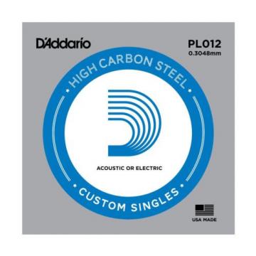 D&#039;ADDARIO SINGLE GUITAR STRING - PL012 PLAIN STEEL BALL END ACOUSTIC &amp; ELECTRIC