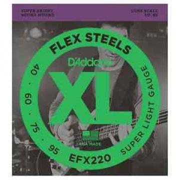 D&#039;Addario EFX220 Flex Steels Super Punchy Bass Strings. Gauge: 40-95
