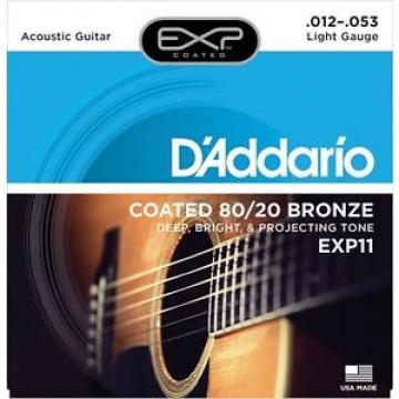 6 Sets D&#039;Addario EXP11 Acoustic Guitar Strings Coated EJ11 80/20 Bronze 12-53