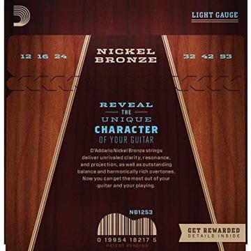 D&#039;Addario Nickel Bronze Acoustic Guitar Strings Light