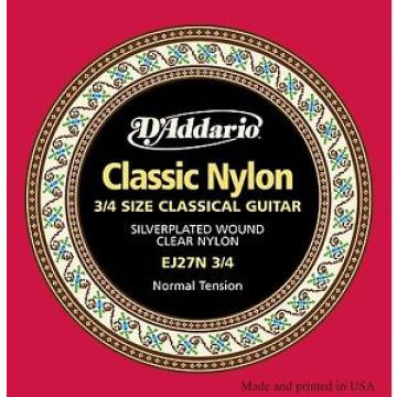 5 Pack! D&#039;Addario EJ27N 3/4 Classic Norm Tension Nylon Classical Guitar Strings