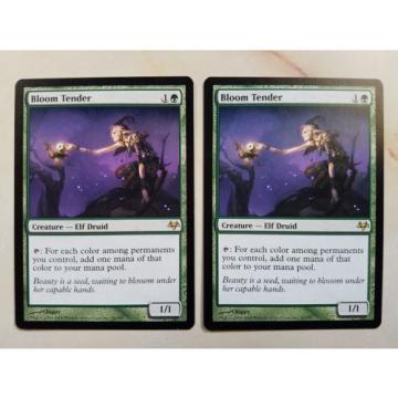 2 BLOOM TENDER EVENTIDE GREEN CREATURE ELF TWO CARDS MAGIC THE GATHERING MTG LOT