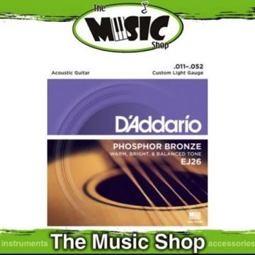 D&#039;Addario EJ26 11-52 Phosphor Bronze Acoustic Guitar Strings Custom Light