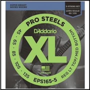 D&#039;Addario ProSteels EPS165-5   5-String Bass Guitar Strings  45 - 135 New