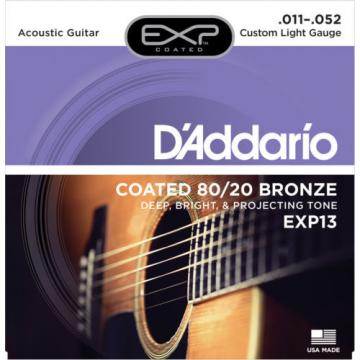 3 Sets D&#039;Addario EXP13 Coated 80/20 Bronze Acoustic Strings Custom Light 11-52