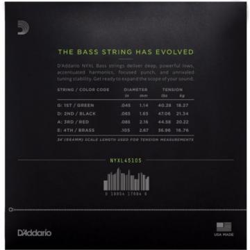 D&#039;Addario NYXL 45105 Light Top / Medium Bottom Bass Strings 45-105 NYXL45105