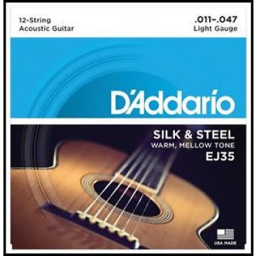 D&#039;Addario EJ35 12-String Silk and Steel Folk Acoustic Guitar Strings, 11 - 47