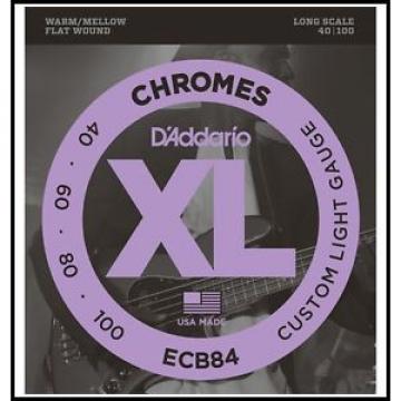 D&#039;Addario ECB84 Chromes Flat Wound Custom Light  Electric Bass Strings 40 - 100