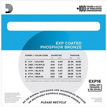 DAddario EXP16 with NY Steel Phosphor Bronze Acoustic Guitar Strings, Coated,
