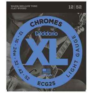 D&#039;Addario ECG25 Chromes Flatwound Guitar Strings. Gauge: 12-52