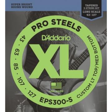 D&#039;Addario ProSteel EPS300-5 Light Top Medium Bottom Sup... (4-pack) Value Bundle