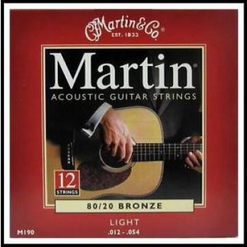 Martin M190 12-String Set 80/20 Bronze Light Acoustic Guitar Strings 12 - 54