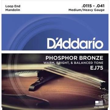 D&#039;Addario EJ75 Loop End Mandolin Strings Phosphor Bronze Wound 8 strings 11.5-41
