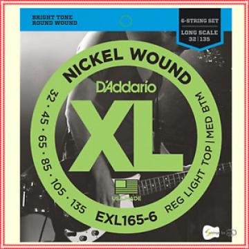 D&#039;Addario EXL165-6 Nickel Wound  Strings for 6-String Bass guitar 32 - 135