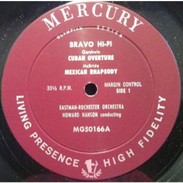 HOWARD HANSON bravo hi-fi LP VG+ MG 50166 Vinyl Mercury Mono 1959 Rare