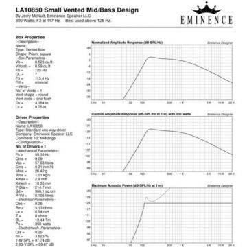 Pair Eminence LA10850 10&#034; 8 Ohm Professional Midrange Driver Replacemnt Speaker