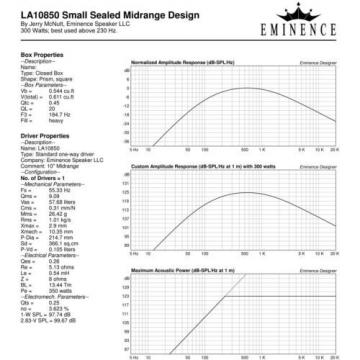 Pair Eminence LA10850 10&#034; 8 Ohm Professional Midrange Driver Replacemnt Speaker