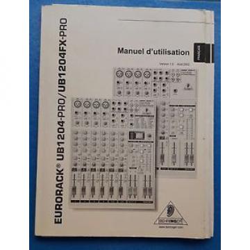 Behringer EURORACK UB-1204 PRO And FX  MANUAL USER  ORIGINAL IN ENGLISH