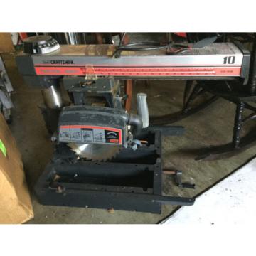 SEARS CRAFTSMAN 10&#034; RADIAL ARM SAW 2.5hp, 6 BLADES, WRENCH, HAND CRANK, GUARD