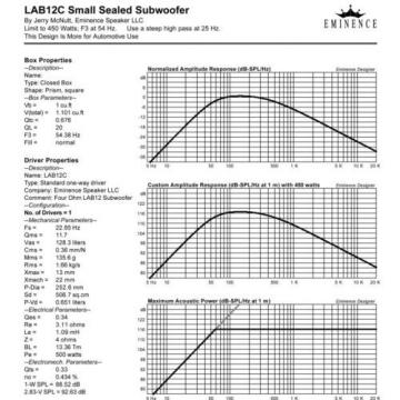 Eminence Lab 12C 12&#034; High Excursion LF Subwoofer 4ohm 1000W Replacement Speaker