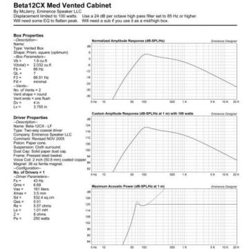 Pair Eminence BETA-12CX 12&#034; Coax Woofer 8 ohm 500W 96.4dB 2&#034; Coil 38oz Magnet