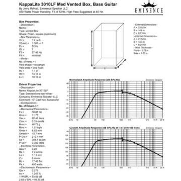 Pair Eminence Kappalite 3010LF 10 inch Neo Sub Woofer Bass Guitar 8 ohm Speaker