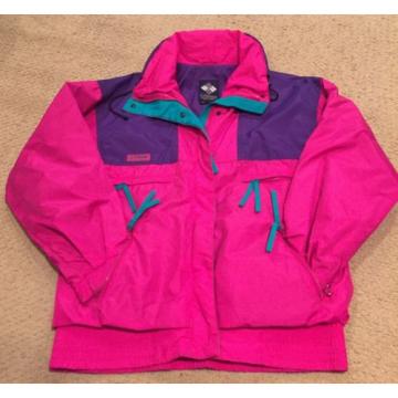 COLUMBIA VAMOOSE WOMENS LARGE NEON PINK PURPLE RADIAL SLEEVE SKI SKIING JACKET L