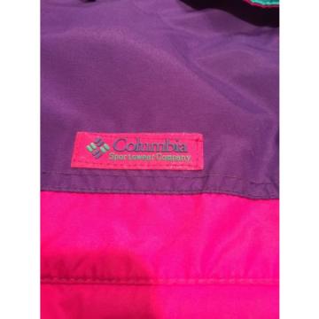 COLUMBIA VAMOOSE WOMENS LARGE NEON PINK PURPLE RADIAL SLEEVE SKI SKIING JACKET L