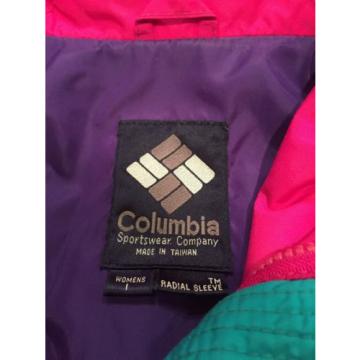 COLUMBIA VAMOOSE WOMENS LARGE NEON PINK PURPLE RADIAL SLEEVE SKI SKIING JACKET L