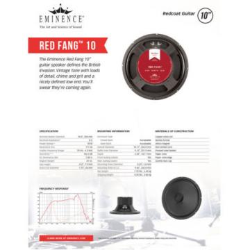 Eminence Red Coat Red Fang 10 inch Lead Rhythm Guitar Speaker 8 ohm 50 Watt RMS