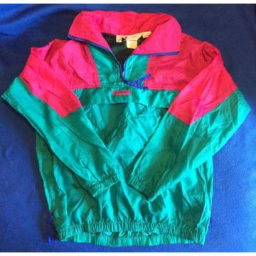 Columbia Vintage Pink/Green Vented Windbreaker Jacket Radial Sleeve SZ M