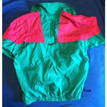 Columbia Vintage Pink/Green Vented Windbreaker Jacket Radial Sleeve SZ M