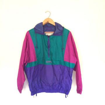 Vintage 90s Columbia Womens L Radial Sleeve Windbreaker Pink Teal Purple A1