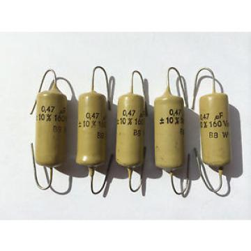 5x NOS 0.47uF/160V/10% MULLARD MUSTARD radial capacitors guitar/tube amp