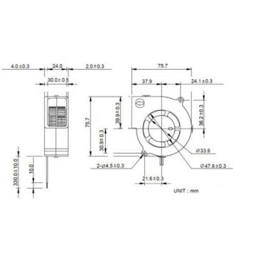 75mm x 30mm Radial Blower Fan – 7530 – 12V DC – 2 Pin – Cooling Hotend