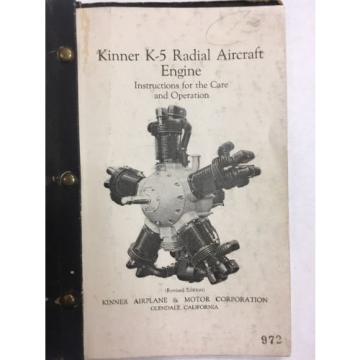 1929 Kinner K5 Radial Aircraft Engine Original Instructions For Care &amp; Operation