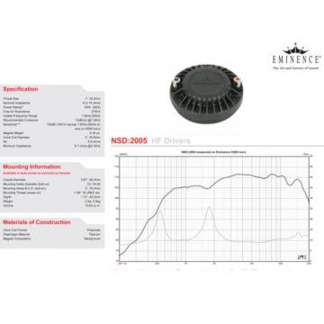 Eminence NSD:2005S-16 1&#034; Neo Titanium Horn Driver 16 Ohm 1-3/8-18