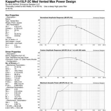 Eminence Kappa Pro-15LFC 15&#034; 4 Ohm Professional Low Frequency Woofer Speaker