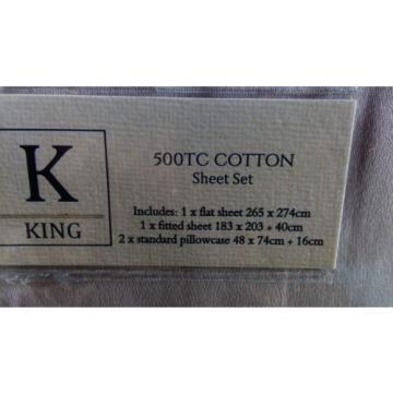 King bed sheet set 500 thread count Silver Pure Cotton &#034;Eminence&#034;  brand new