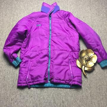 Vintage Columbia Radial Sleeve Reversible Purple Teal Womens Puffy Jacket Sz L