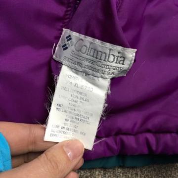 Vintage Columbia Radial Sleeve Reversible Purple Teal Womens Puffy Jacket Sz L