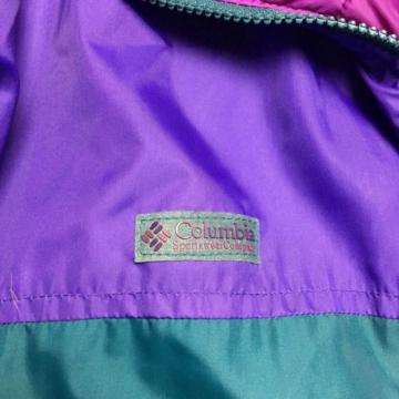 Vintage Columbia Radial Sleeve Reversible Purple Teal Womens Puffy Jacket Sz L