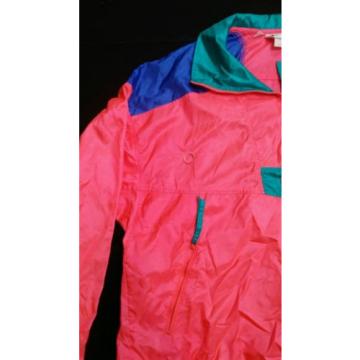 Columbia Vtg 70&#039;s 80&#039;s Retro Flourescent Pink Large Radial Sleeve Wind Jacket