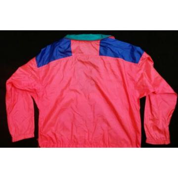 Columbia Vtg 70&#039;s 80&#039;s Retro Flourescent Pink Large Radial Sleeve Wind Jacket