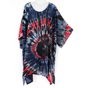 8724 Radial Tie Dye Casual Blouse CAFTAN TUNIC HIPPIE TOP PLUS SIZE 4X 5X, L36&#034;