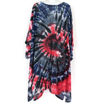 8724 Radial Tie Dye Casual Blouse CAFTAN TUNIC HIPPIE TOP PLUS SIZE 4X 5X, L36&#034;