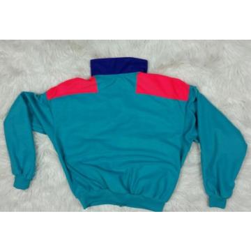 VTG Columbia Fleece Jacket Radial Sleeve Red Purple Teal Medium 90s 80s RARE Zip