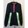 Vintage Columbia Mens Black w/ Neon Green Pink Radial Sleeve Sweatshirt Size XL